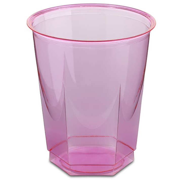 Plastic Cup PS Crystal Hexagonal shape Fuchsia 250ml (250 Units)