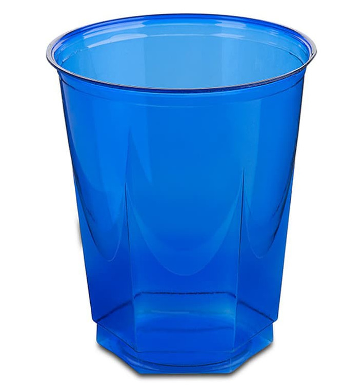 Plastic Cup PS Crystal Hexagonal shape Blue 250ml (10 Units) 