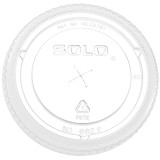 Plastic Lid with Straw Slot PET Crystal Flat Ø9,2cm (100 Units)  