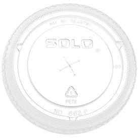 Plastic Lid with Straw Slot PET Crystal Flat Ø8,3cm (2500 Units)