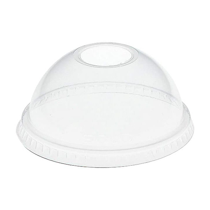 Plastic Dome Lid with Hole PET Crystal Ø9,8cm (100 Units)