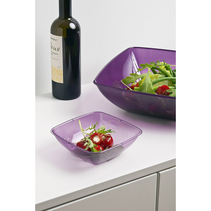 Plastic Bowl PS Crystal Hard Eggplant 480ml 14x14cm (4 Units) 