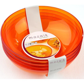 Plastic Bowl PS Crystal Hard Orange 400ml Ø14cm (4 Units) 