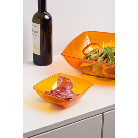 Plastic Bowl PS Crystal Hard Orange 480ml 14x14cm (4 Units) 