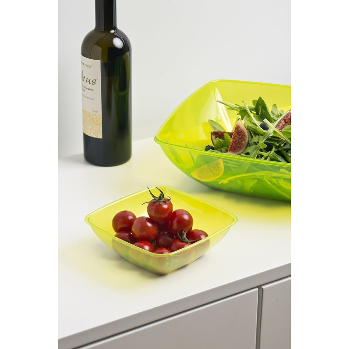 Plastic Bowl PS Crystal Hard Green 480ml 14x14cm (4 Units) 