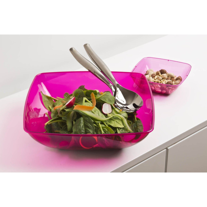 Plastic Bowl PS Crystal Hard Raspberry 3500ml 28x28cm (1 Unit) 