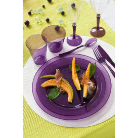 Plastic Plate Round shape Extra Rigid Eggplant 19cm (10 Units) 