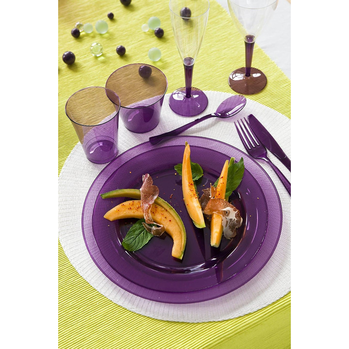 Plastic Plate Round shape Extra Rigid Eggplant 19cm (10 Units) 