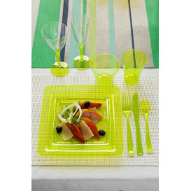 Plastic Plate Square shape Extra Rigid Green 22,5x22,5cm (72 Units)