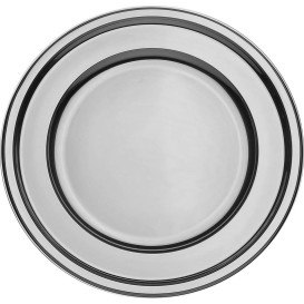 Plastic Plate PET Round shape Silver Ø18,5 cm (6 Units) 