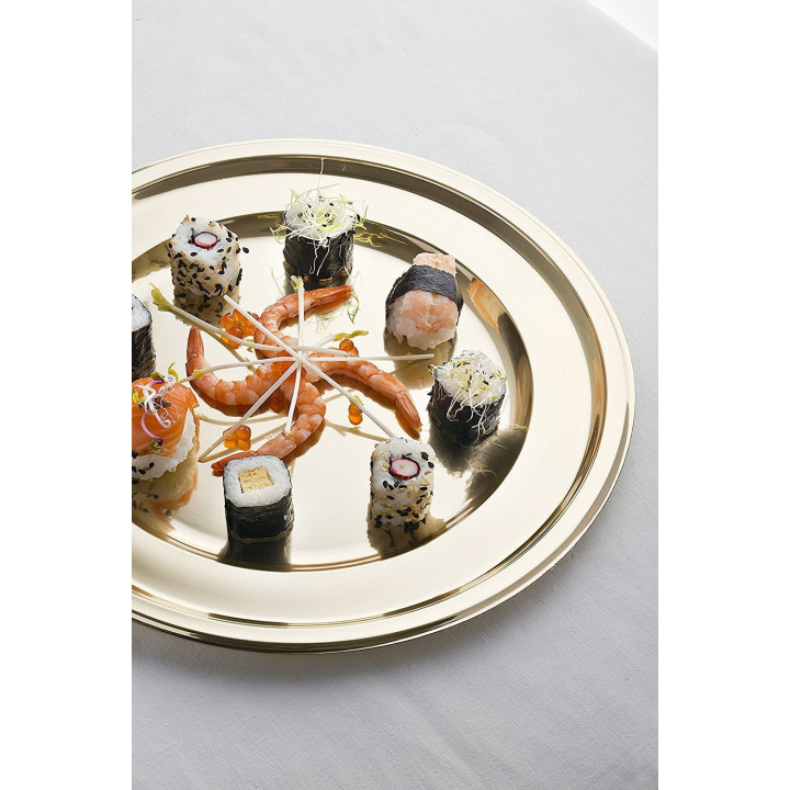 Plastic Plate PET Round shape Gold Ø18,5 cm (180 Units)