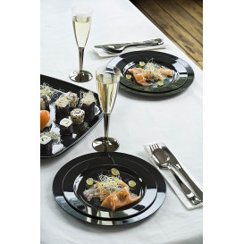 Plastic Plate Extra Rigid Black 15cm (20 Units) 