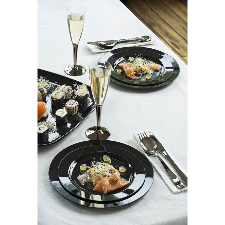 Plastic Plate Extra Rigid Black 15cm (200 Units)