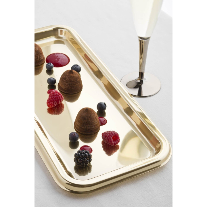 Plastic Tray Rectangular Shape Gold 35x16cm (50 Uds)