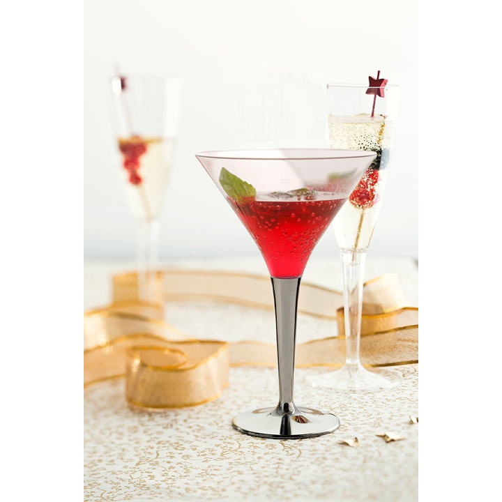 Plastic Stemmed Glass Cocktail Silver 100 ml (48 Units)