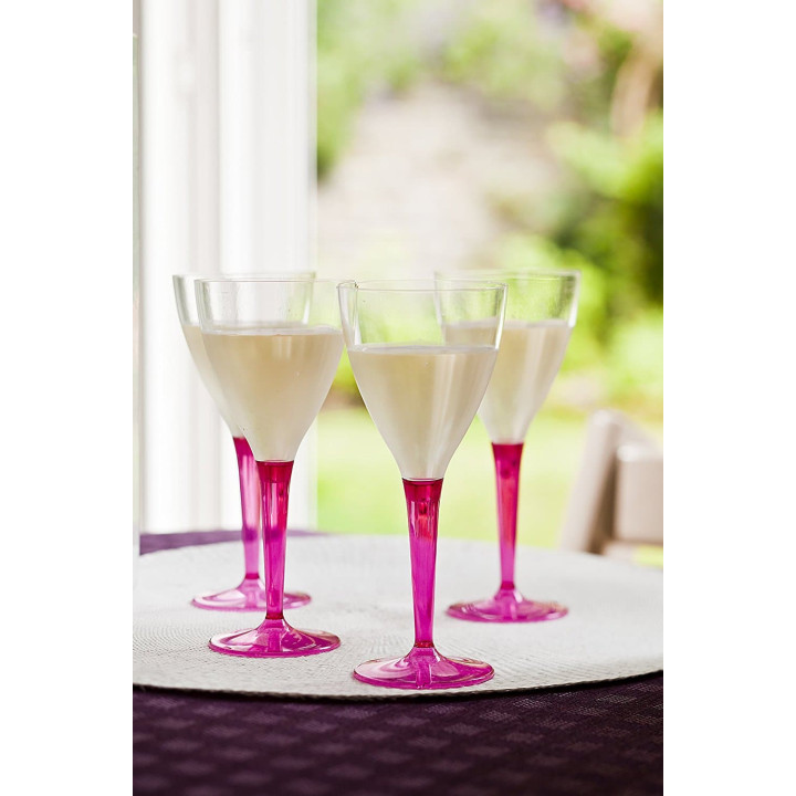 Plastic Stemmed Glass Wine Raspberry 130ml (6 Units) 