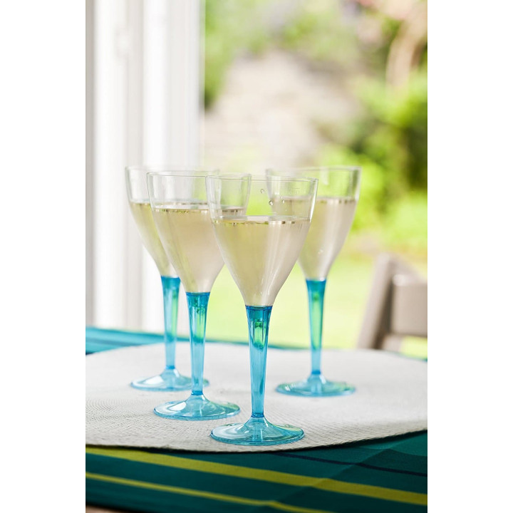 Plastic Stemmed Glass Wine Turquoise 130ml (6 Units) 