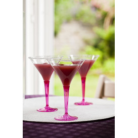 Plastic Stemmed Glass Cocktail Raspberry 100 ml (48 Units)