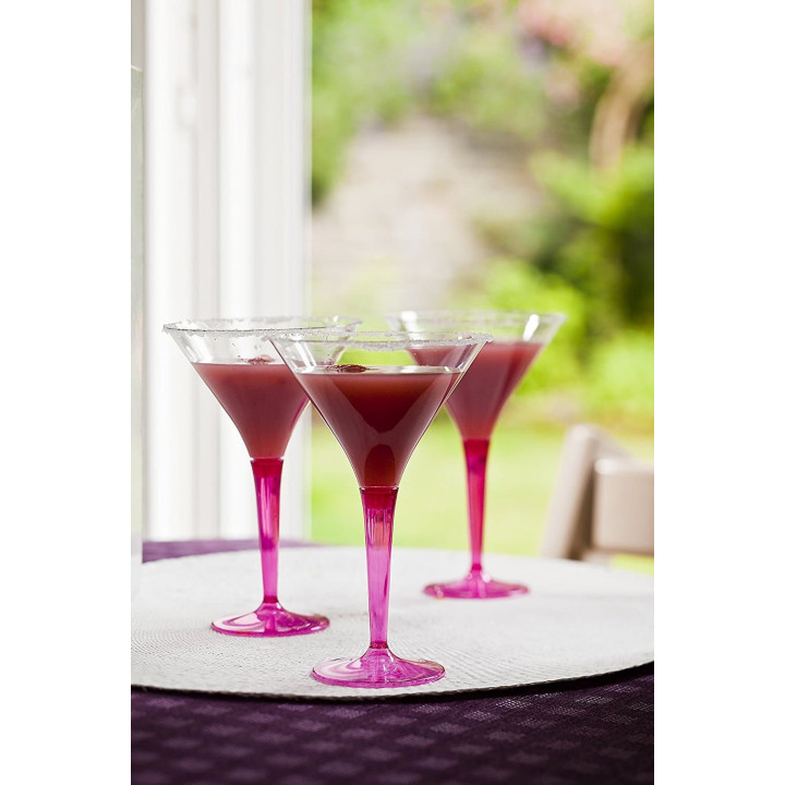 Plastic Stemmed Glass Cocktail Raspberry 100 ml (48 Units)