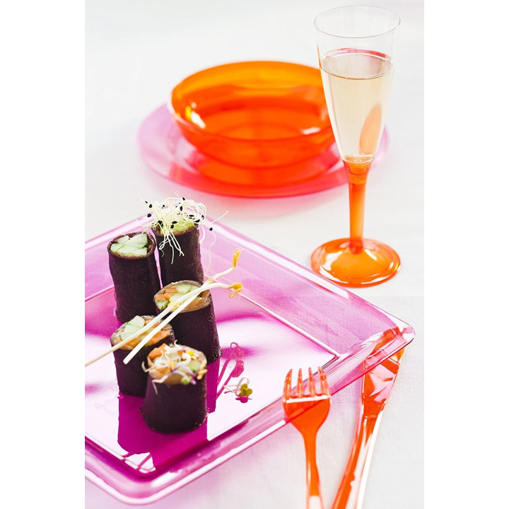 Plastic Plate Square shape Extra Rigid Raspberry 22,5x22,5cm (72 Units)