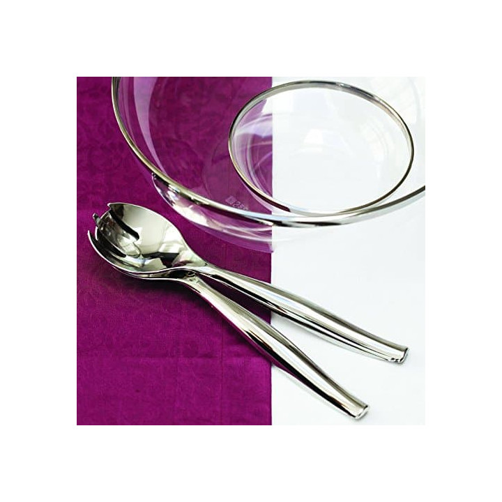 Plastic Spoon and Fork PS Salad Silver (5 Units)