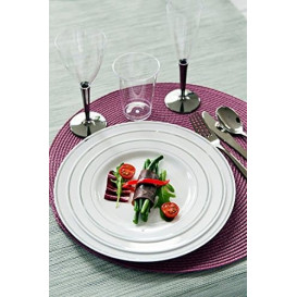 Plastic Plate Extra Rigid with Border Silver 15cm (200 Units)