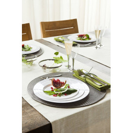 Plastic Plate Extra Rigid with Border Silver 23cm (20 Units) 
