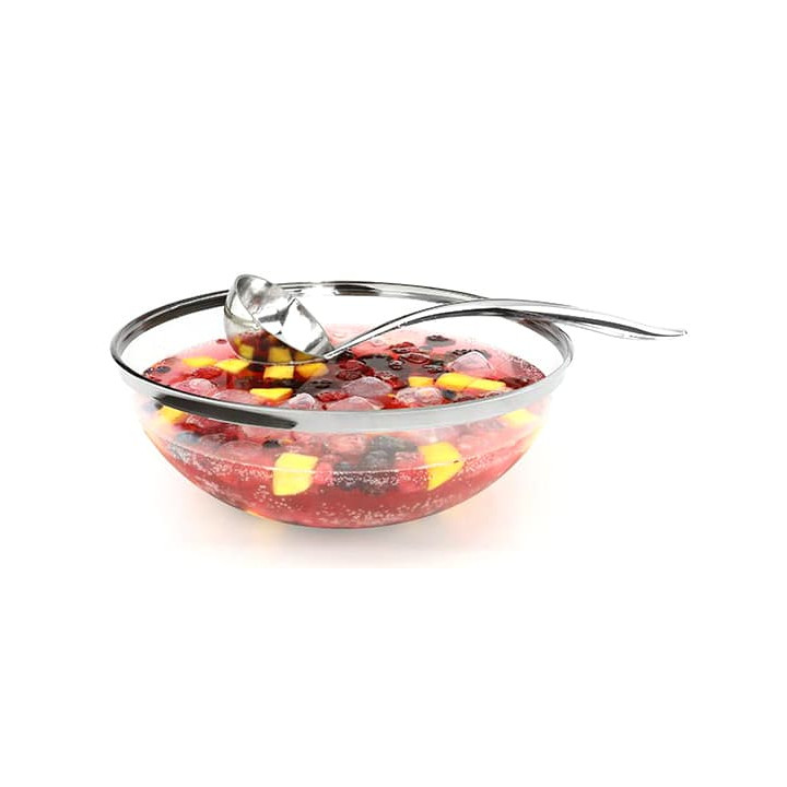 Plastic Bowl with Rim PS Crystal Hard Silver 3500ml Ø27cm (4 Units) 