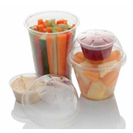 Plastic Lid with Portion Cup PET Crystal "Press&Dress" Ø9,2cm (500 Units)