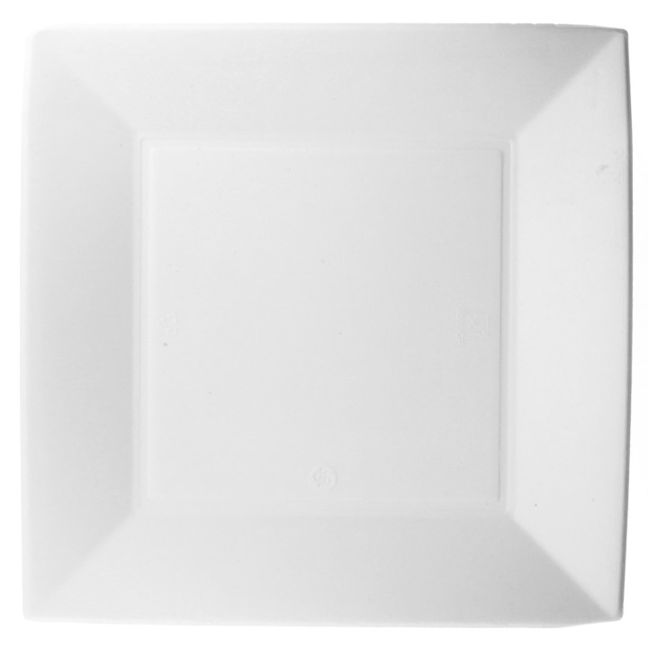 Sugarcane Plate Square shape "Nice" White 23x23 cm (500 Units)