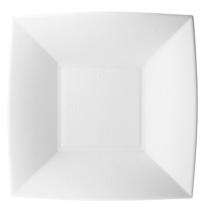 Sugarcane Plate Deep "Nice" White 18x18 cm (50 Units) 