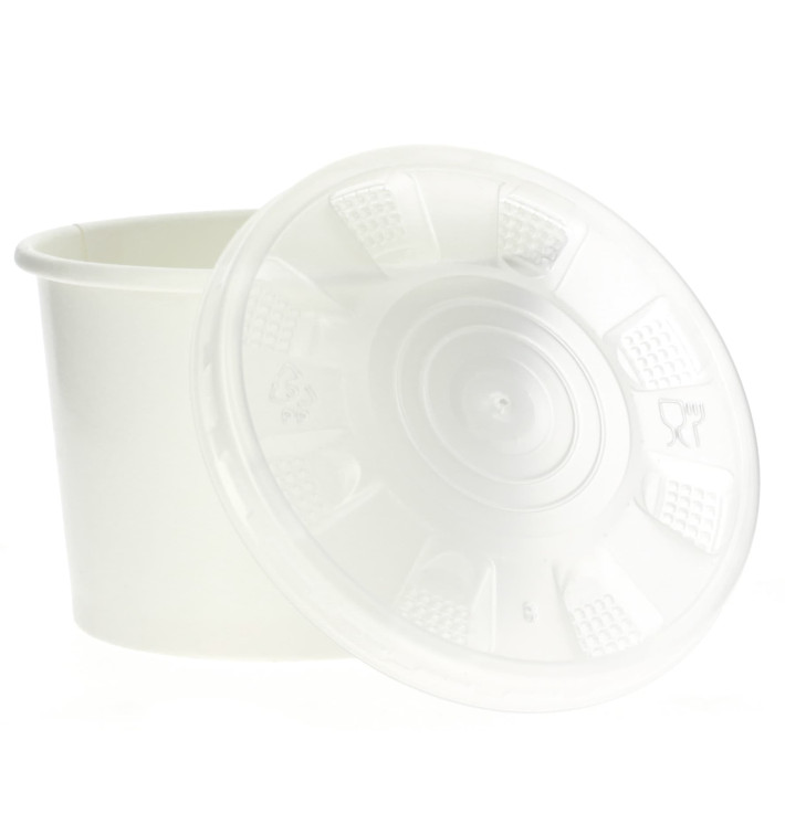 Paper Container with Plastic Lid White PP 250ml (250 Units)