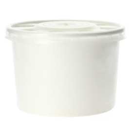 Paper Container with Plastic Lid White PP 250ml (250 Units)