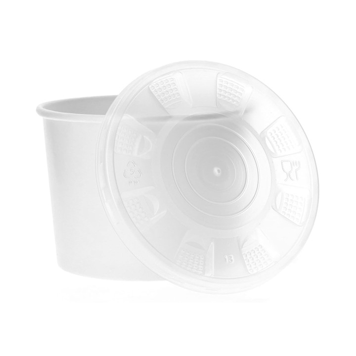 Paper Container with Plastic Lid White PP 350ml (50 Units) 