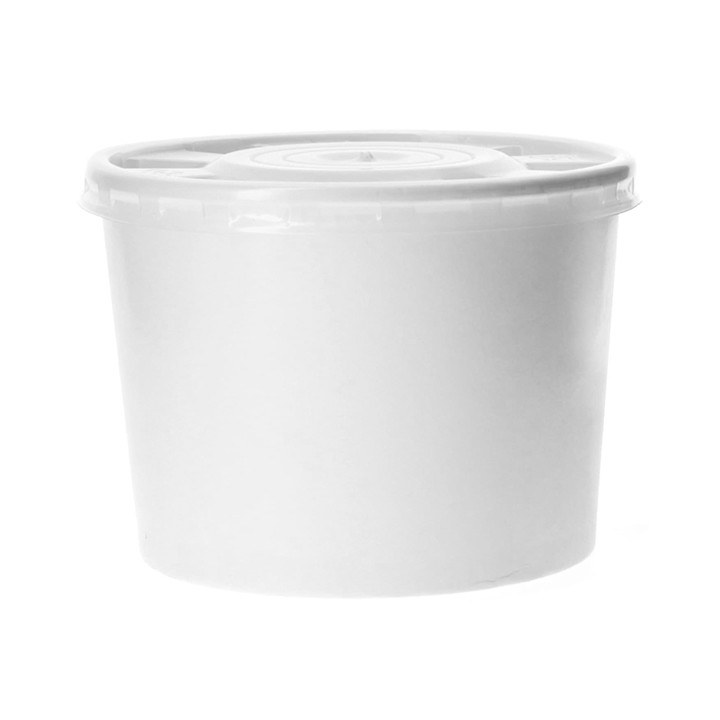 Paper Container with Plastic Lid White PP 350ml (250 Units)