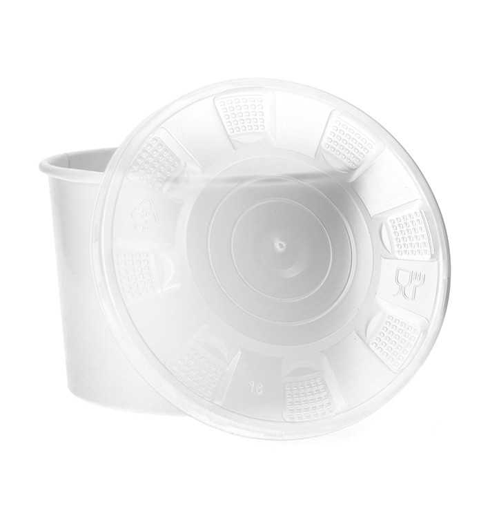 Paper Container with Plastic Lid White PP 488ml (25 Units) 
