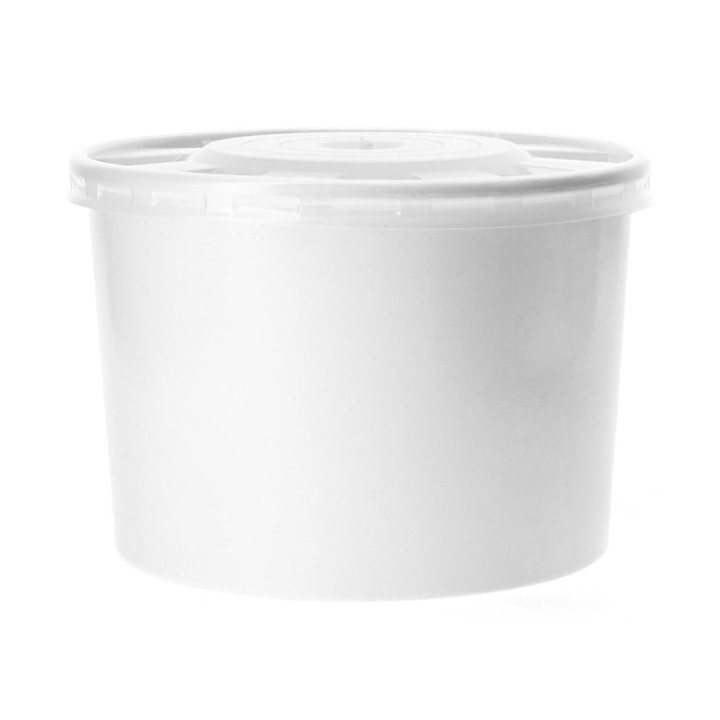 Paper Container with Plastic Lid White PP 488ml (250 Units)