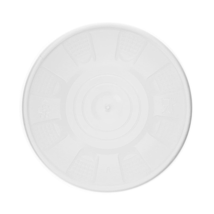 Paper Container with Plastic Lid White PP 488ml (250 Units)