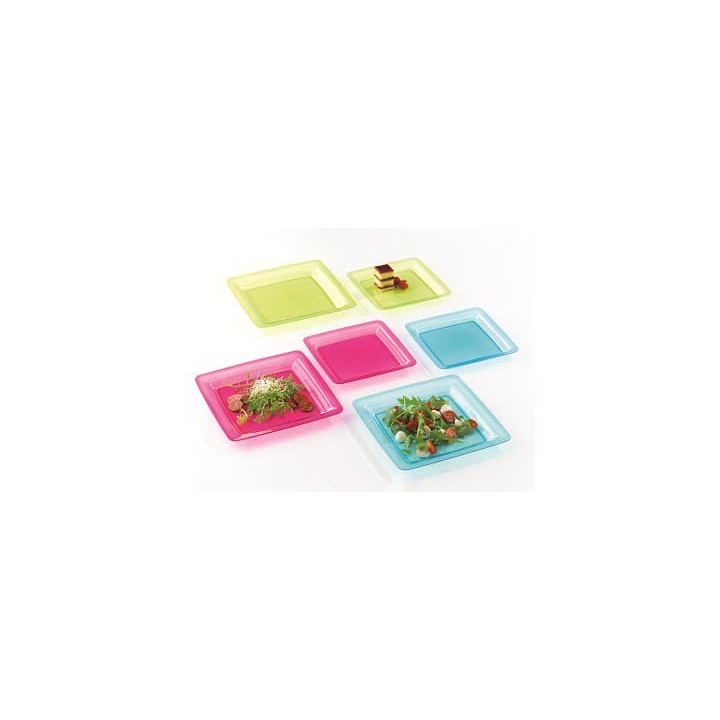 Plastic Plate Square shape Extra Rigid Turquoise 18x18cm (108 Units)