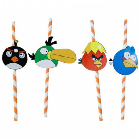 Paper Straw Straight "Pájaros" Design Ø0,6cm 24cm (1000 Units)