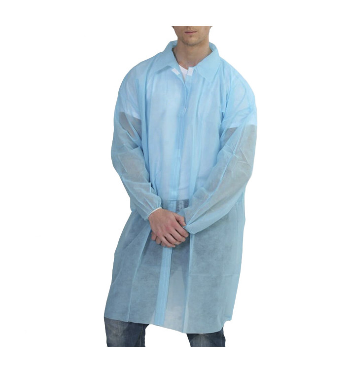 Disposable Lab Coat Visitor Guest TST PP Velcro Blue XL (10 Units) 