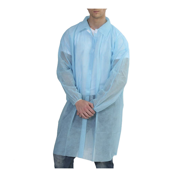 Disposable Lab Coat Visitor Guest TST PP Velcro Blue XL (10 Units) 