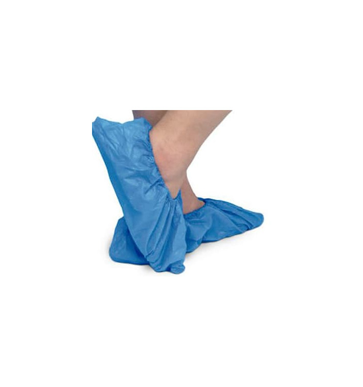 Disposable Plastic Shoe Covers with Reinforce Sole TST PP CPE Blue (50 Units)