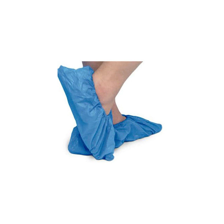 Disposable Plastic Shoe Covers with Reinforce Sole TST PP CPE Blue (50 Units)
