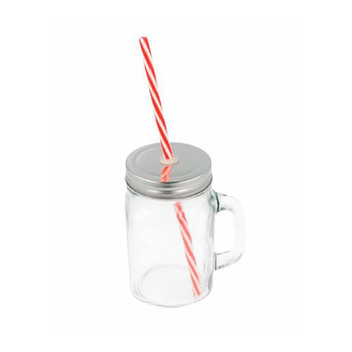 Crystal Jar with Lid and Straw 450ml (1 Unit)