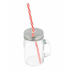 Crystal Jar with Lid and Straw 450ml (24 Units)
