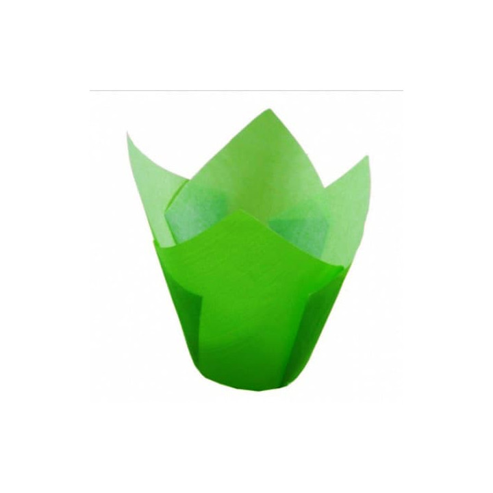 Cupcake Liner Tulip shape Green Ø5x4,2/7,2cm (135 Units)  