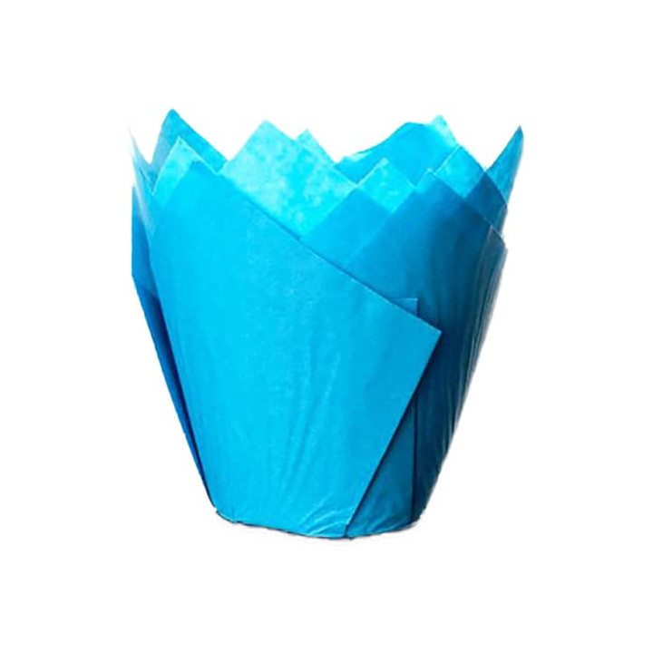 Cupcake Liner Tulip shape Blue Ø5x4,2/7,2cm (135 Units)  