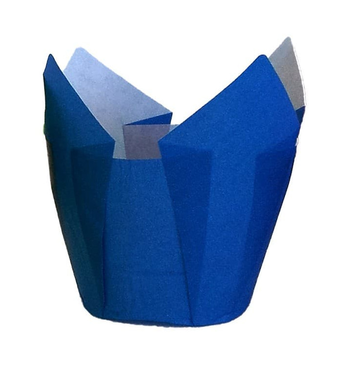 Cupcake Liner Tulip shape Blue Ø5x5/8cm (125 Units)  
