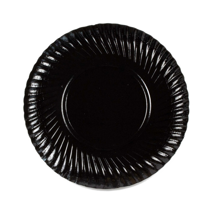 Paper Plate Round Shape Black 25cm (100 Units)  